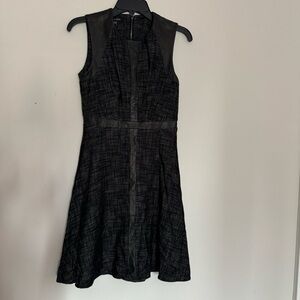 Judith & Charles Linen Blend Sleeveless Midi Dress with Leather Size 2